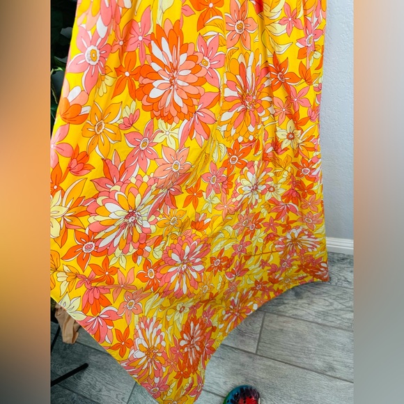 J Crew Collection V-neck double-strap maxi dress Bright Orange Sunset Floral - Picture 7 of 12